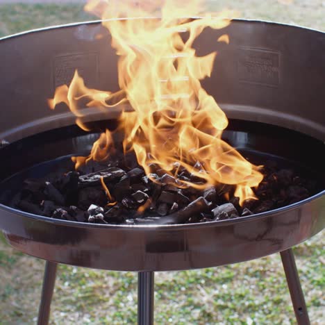 Blazing-fire-in-a-portable-barbecue