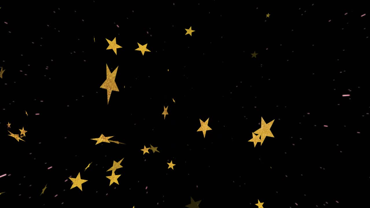 After spark emission golden stars drifting outward while rotating and fading, forming spread