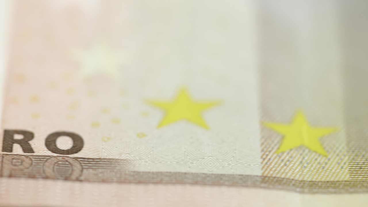 50유로 지폐에 걸친 매크로 추적