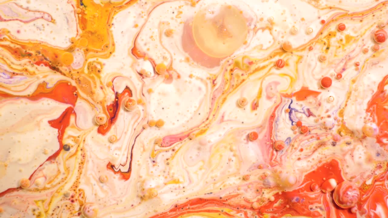 Abstract Fluid Art with Orange, Yellow, and Red Colors