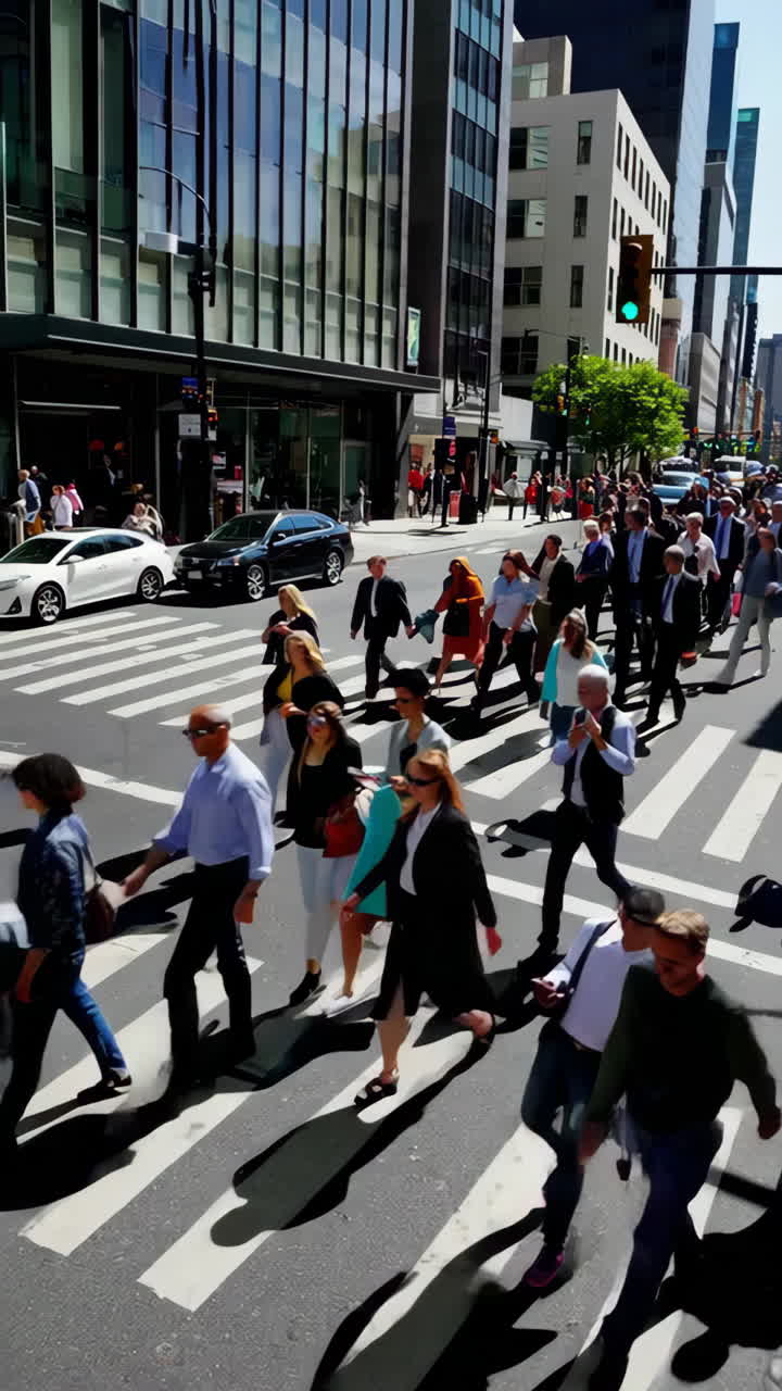 Busy City Street Crossing