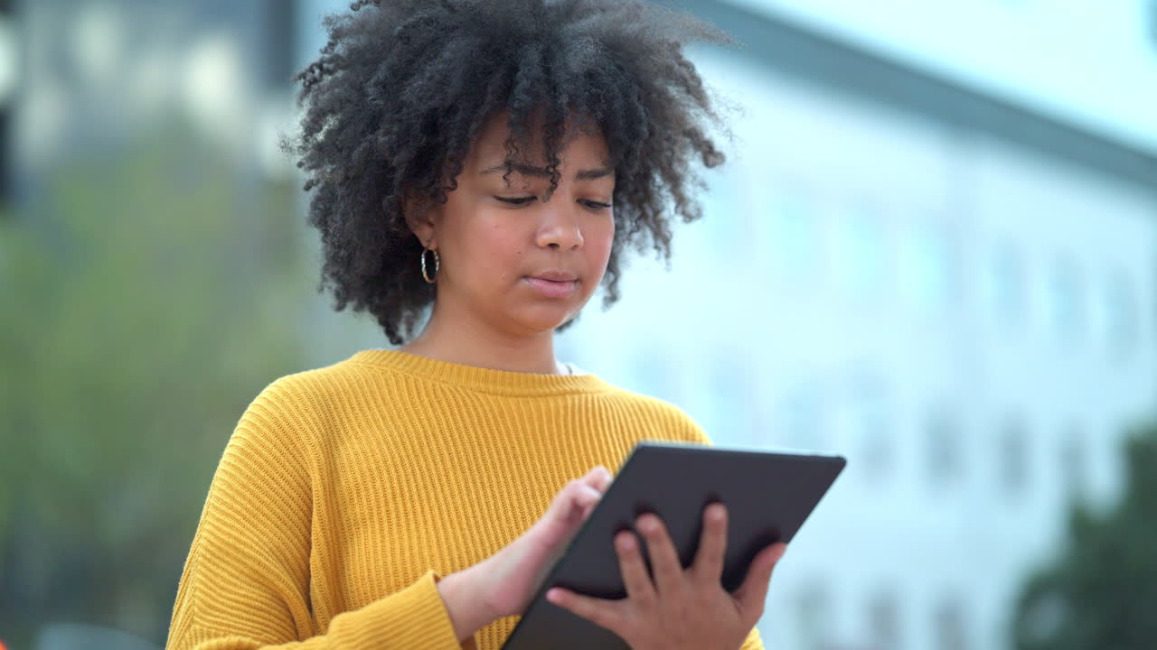 Woman browsing online social media on a digital