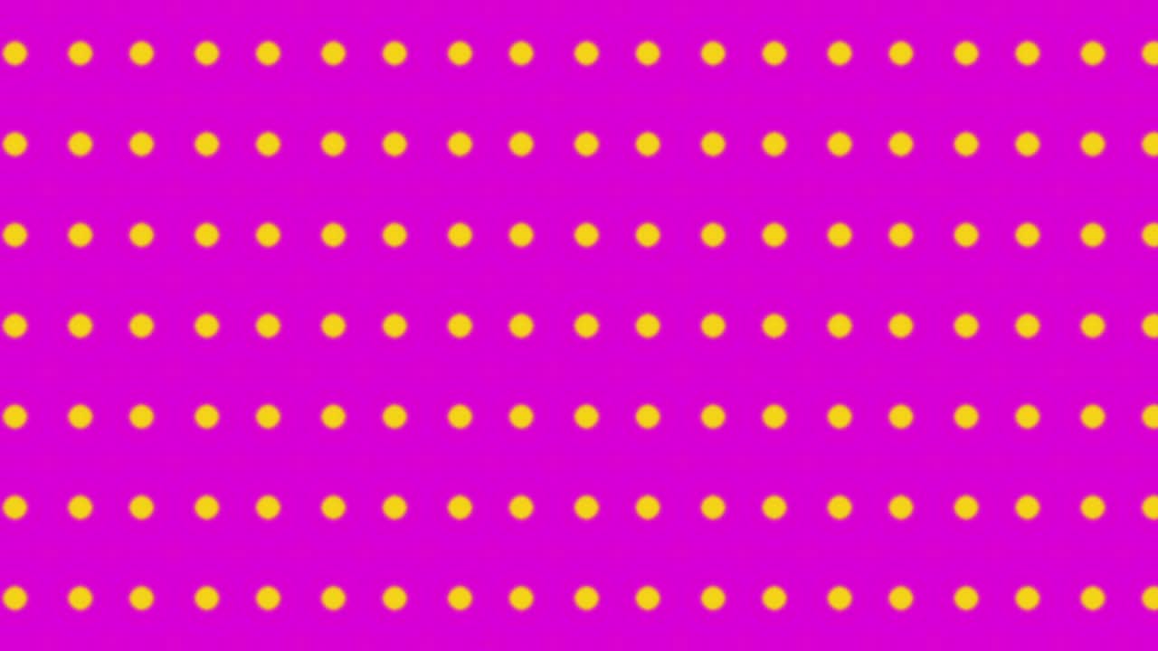 Sfondo a pois in stile retrò con trasformazioni di forme. Nei toni del giallo e del fucsia