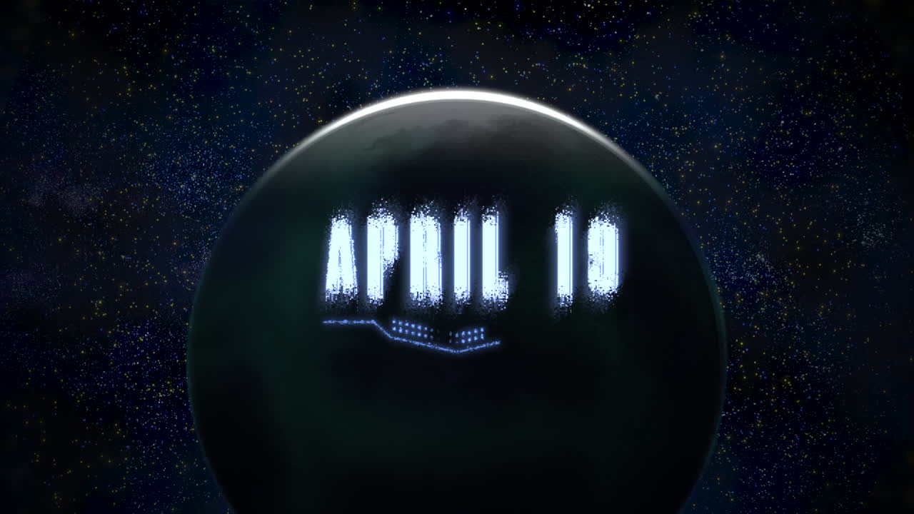 texto de primer plano de animación con líneas de neón y planeta en galaxia