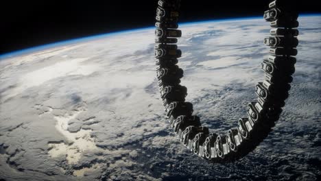 estación espacial futurista en órbita terrestre
