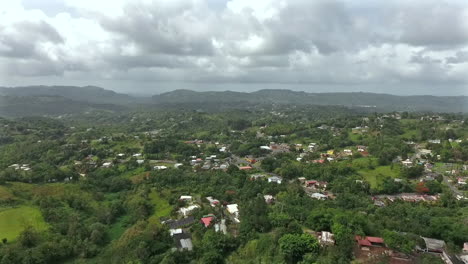 Flying-drone-above-the-houses-and-trees-in-Community-The-"Corujas