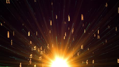 golden musical notes rays in seamless motion for concert screens music videos songs night clubs