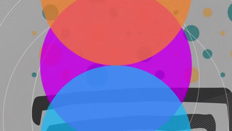 animación de líneas y círculos que se mueven bajo círculos azules, amarillos y rosados