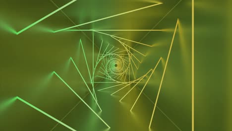 túnel verde abstracto con líneas geométricas