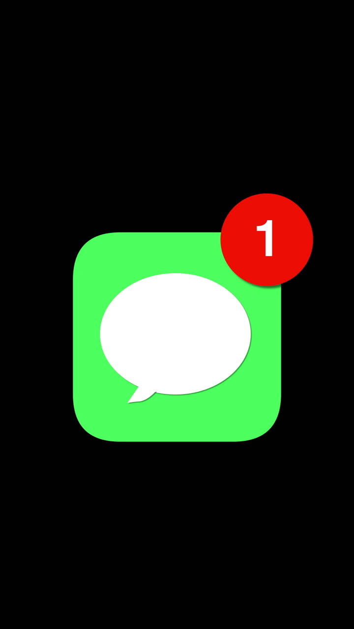 Chat bubble icon alerts new pop-up message on Mobile app black overlay