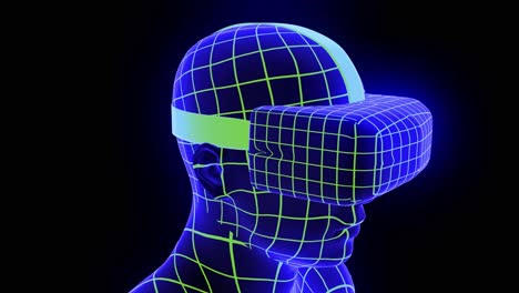 headset de realidad virtual holográfico de animación futurista hmd juego de tecnología de bucle 4k