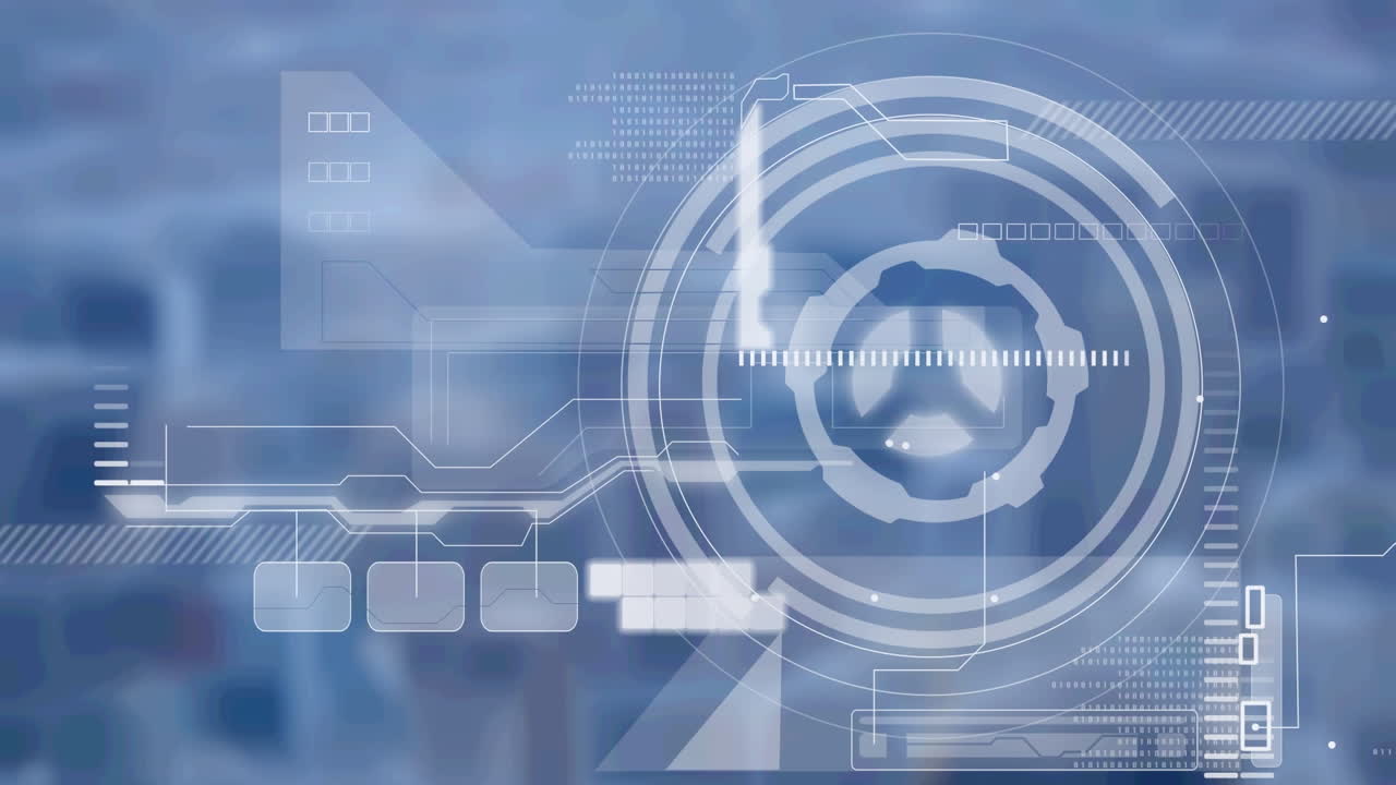 파란색 배경 위의 다양한 데이터의 애니메이션