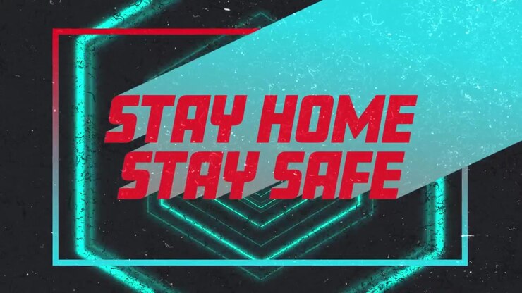 Animation of words Stay Home Stay Safe in frame on black background