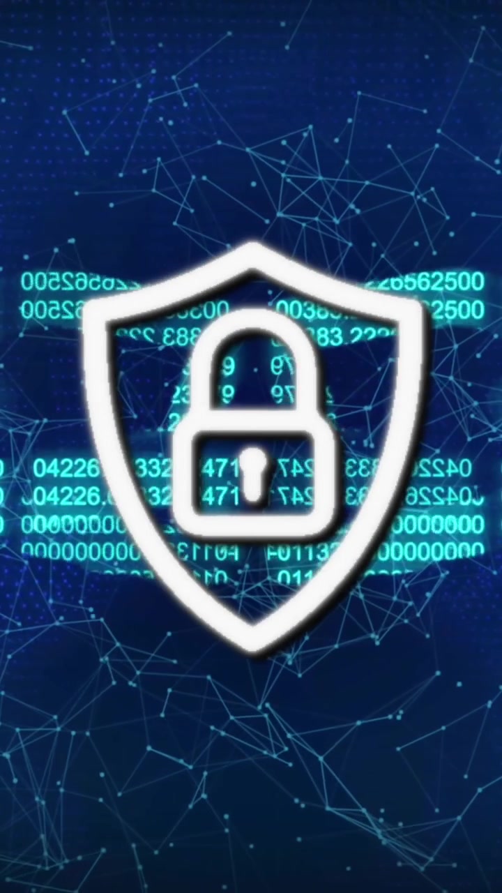 Animazione di elaborazione dati su catena di sicurezza online e lucchetto