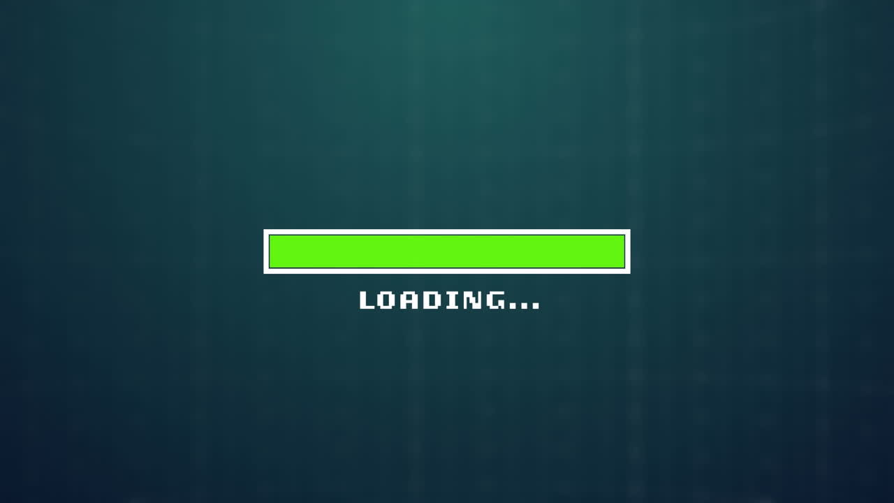 Animation of data loading bar on gray background