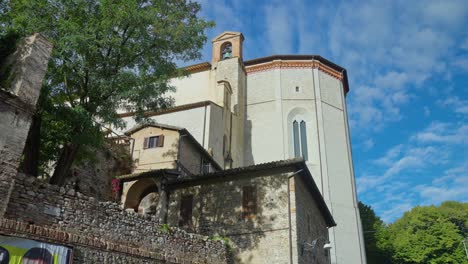 church exterior against sunny sky in spoleto, umbria, italy