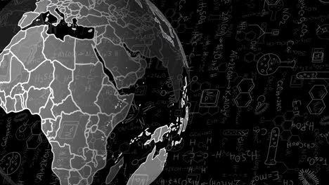 animación del procesamiento de datos científicos en todo el mundo sobre un fondo negro