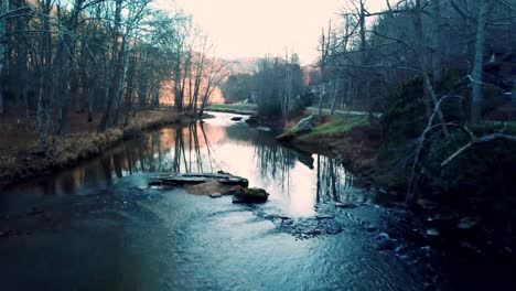 aerial over the watauga river near boone nc, north carolina