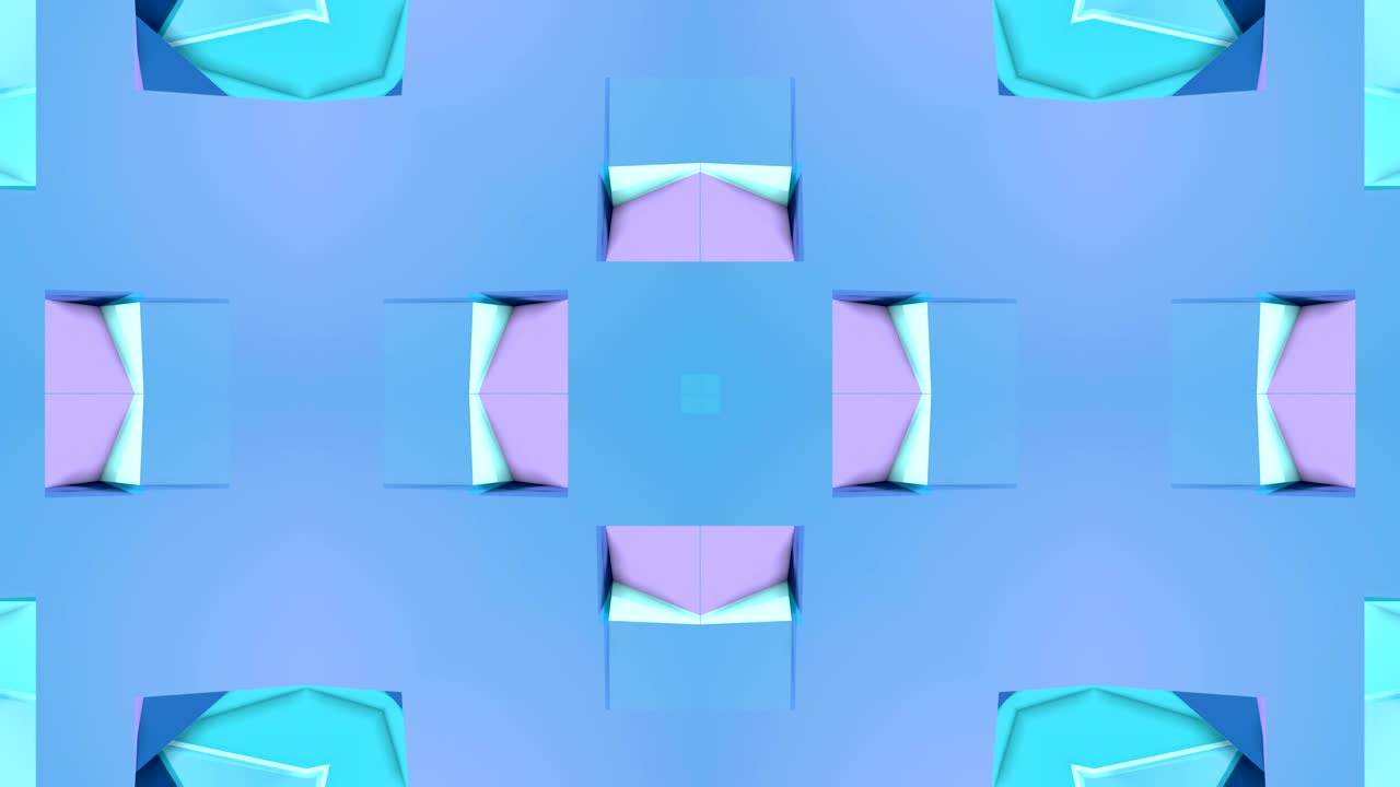 fondo abstracto geométrico azul bajo como un vitral móvil o caleidoscopio en 4k. animación 3d de bucle, imágenes sin costuras en el popular estilo bajo de poli. v14