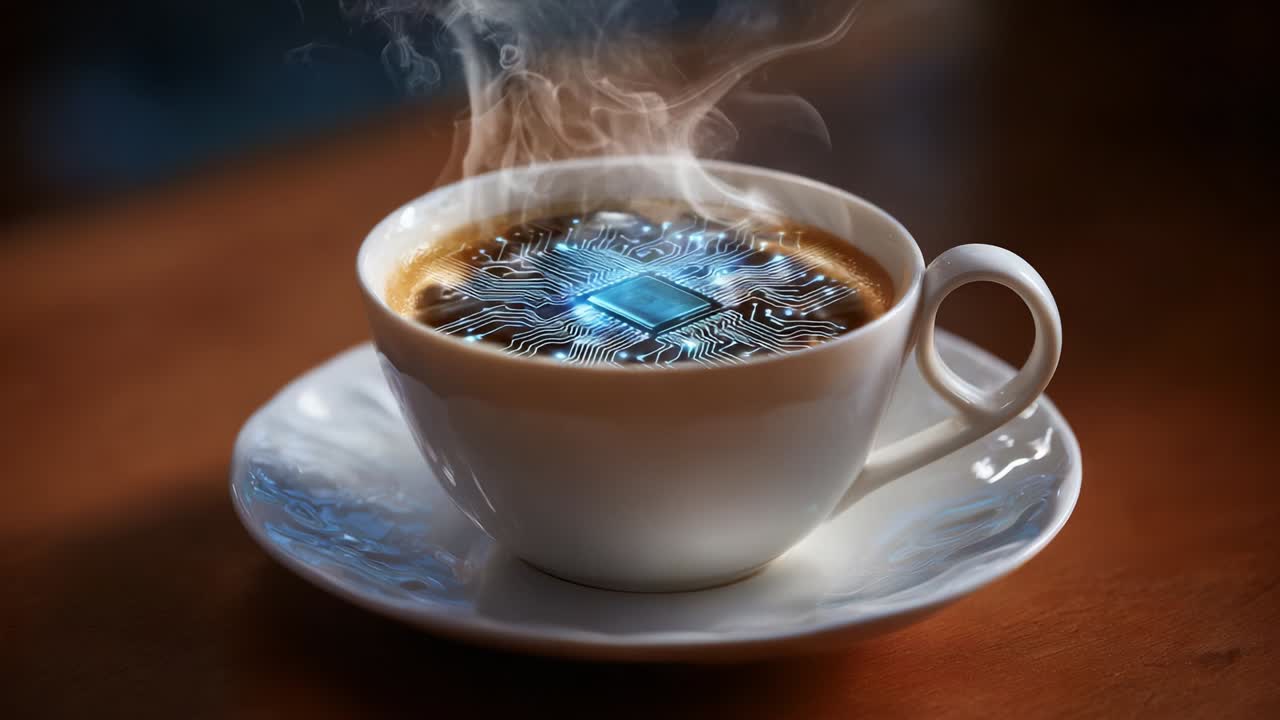 Futuristic Coffee with Circuit Design