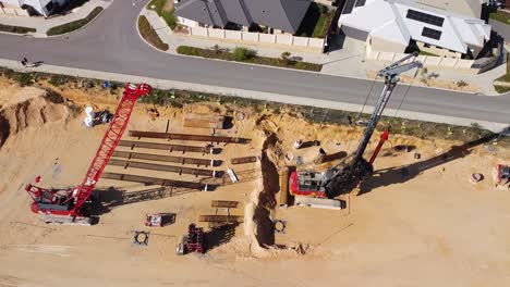 órbita aérea sobre grúas de construcción, yanchep rail extensionworks mayordomo perth