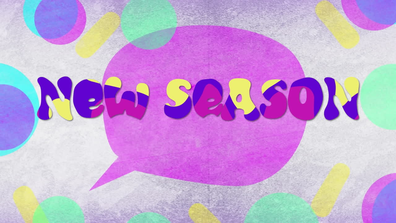 색 배경의 모양 위에 새로운 시즌 텍스트의 애니메이션