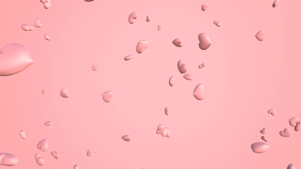Pale pink hearts-shaped abstract animation. On pale pink background.