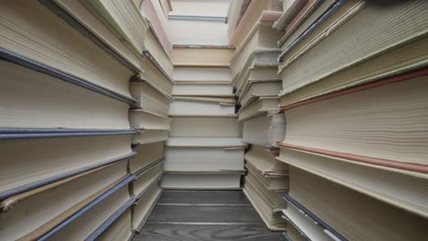 high angle view of a large stack of books