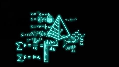 Animation-of-mathematical-formulae-and-scientific-data-processing-over-black-background