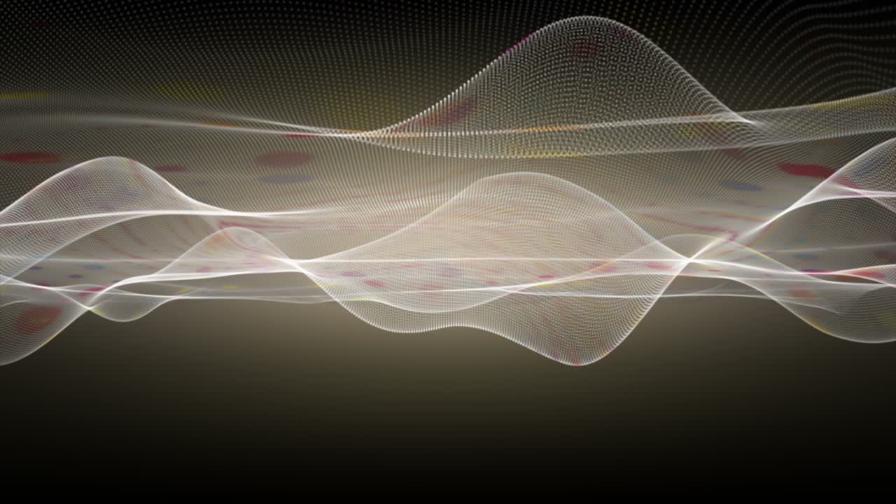 천천히 움직이는 입자 파동 물체와 함께 환상적인 애니메이션, 4096x2304 루프 4k