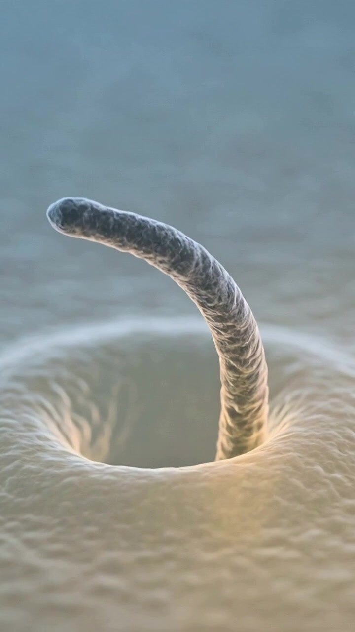 Vertical video: Timelapse causing hair shaft rising and bending right at skin pore, with rim light