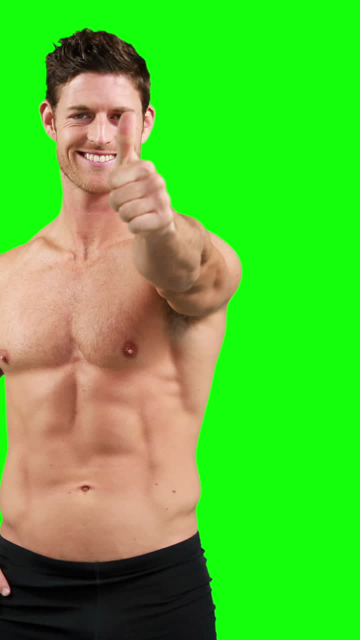 Muscular man flexing his muscles