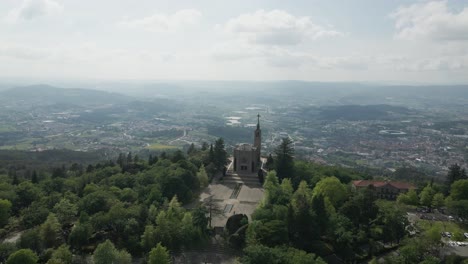 penha sanctuary over guimarães, portugal vista - aerial