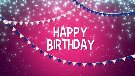 primer plano animado feliz cumpleaños con texto de guirnalda de colores