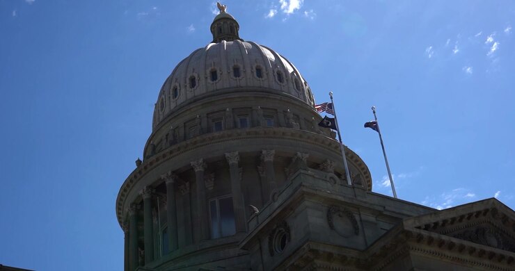 Primo piano della cupola del Campidoglio dello Stato dell'Idaho, Boise, Idaho.