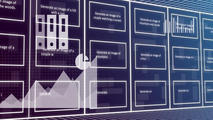 Animation of artificial intelligence icon, text and data processing over screens