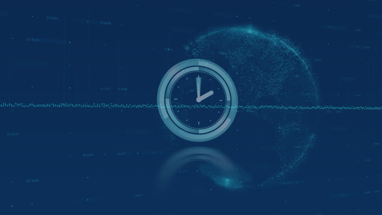 Animation of data processing over clock