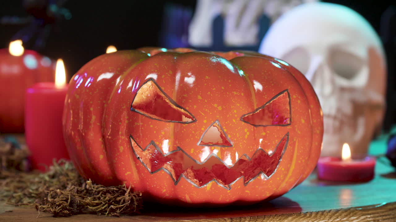 Halloween pumpkin and skull decorations