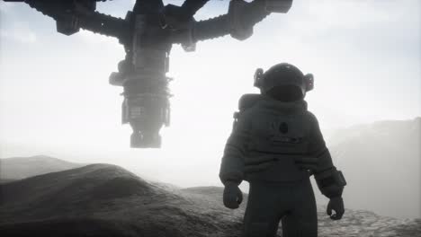 un astronauta caminando por el planeta marte.