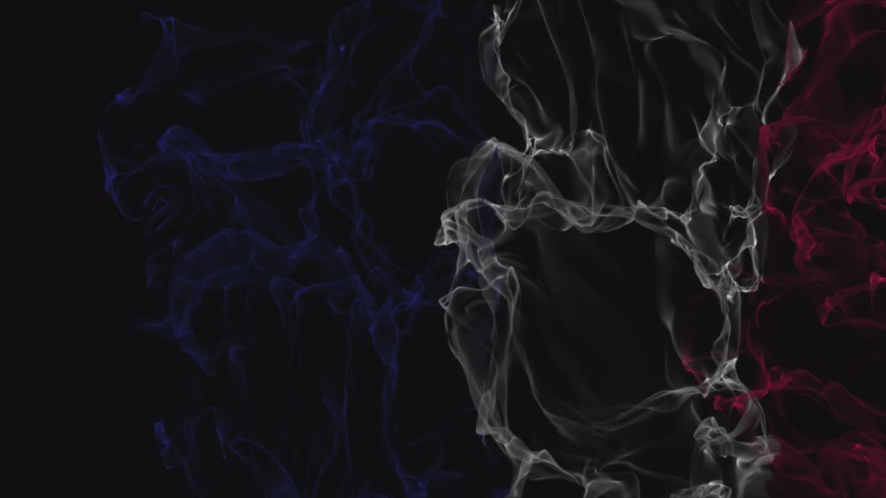 flag France turns into smoke. State weakening concept, alpha channel.
