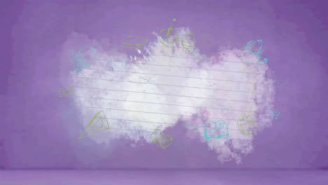 Animation-of-school-items-icons-on-purple-background