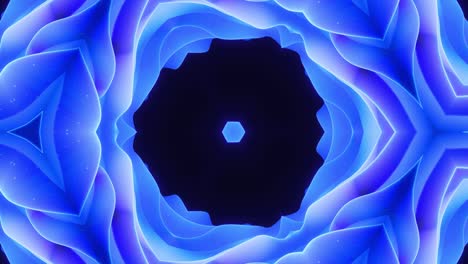 smooth looped animation of 3d abstract soft matte shape like flower or mandala, symmetrical structure of blue purple velvet material interspersed sequins, changes shapes smoothly cyclical. gradient