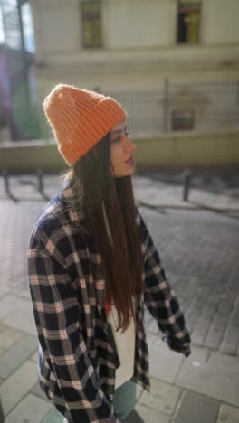 young woman walking outdoors