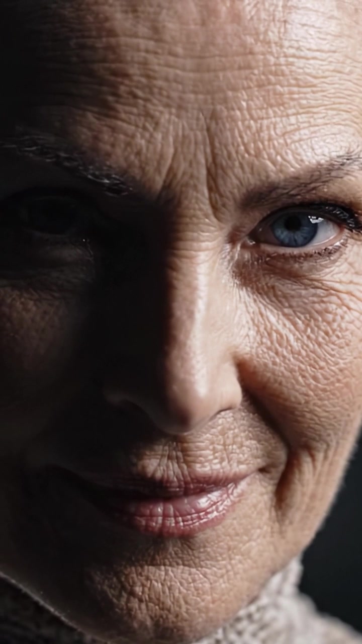 A Close-Up Portrait of an Elderly Woman Showcasing Wisdom and Character Through Expressive Features and Subtle Lighting in a Dramatic Setting