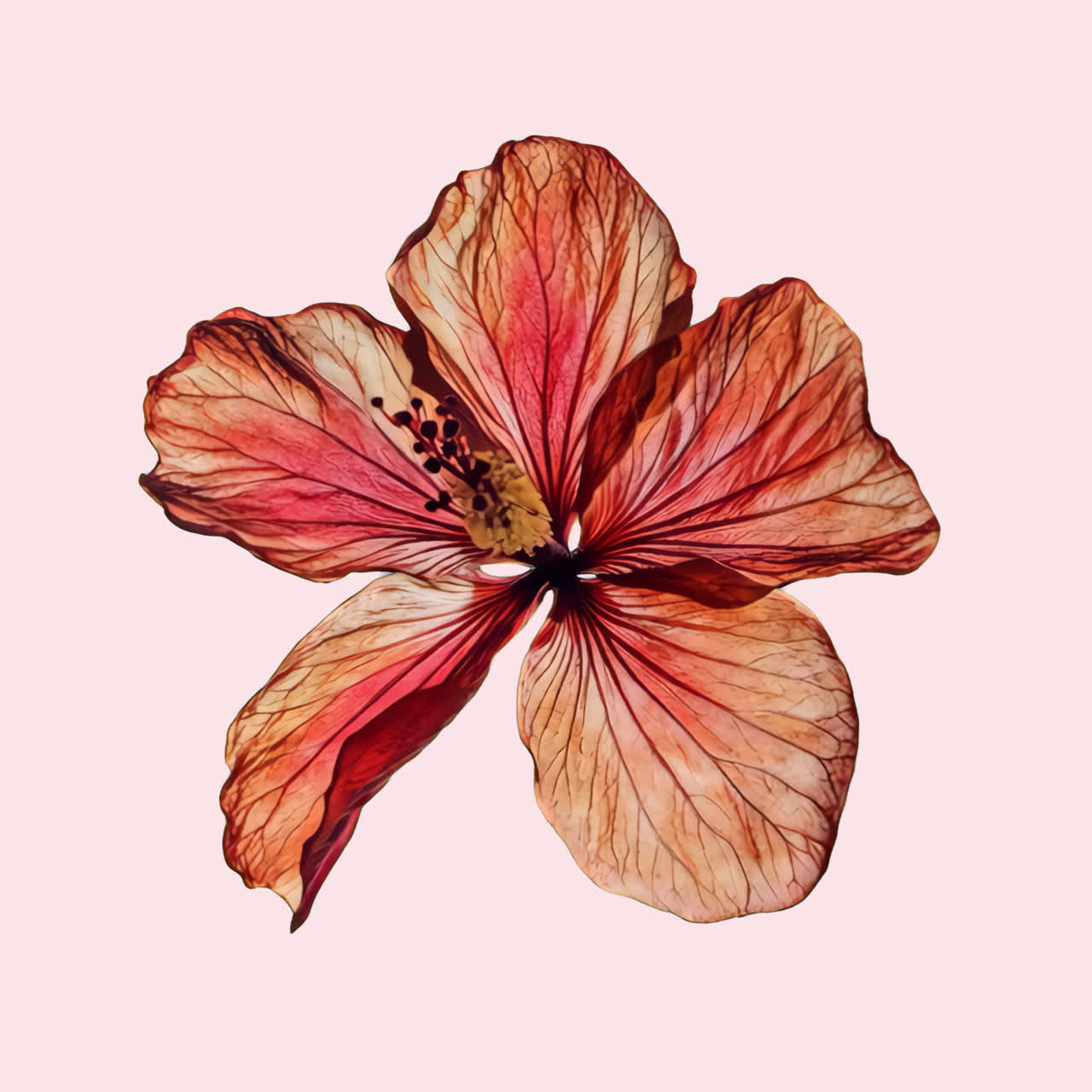 Dried flower animation isolated asset, transparent 4K video, alpha channel, ProRes 4444