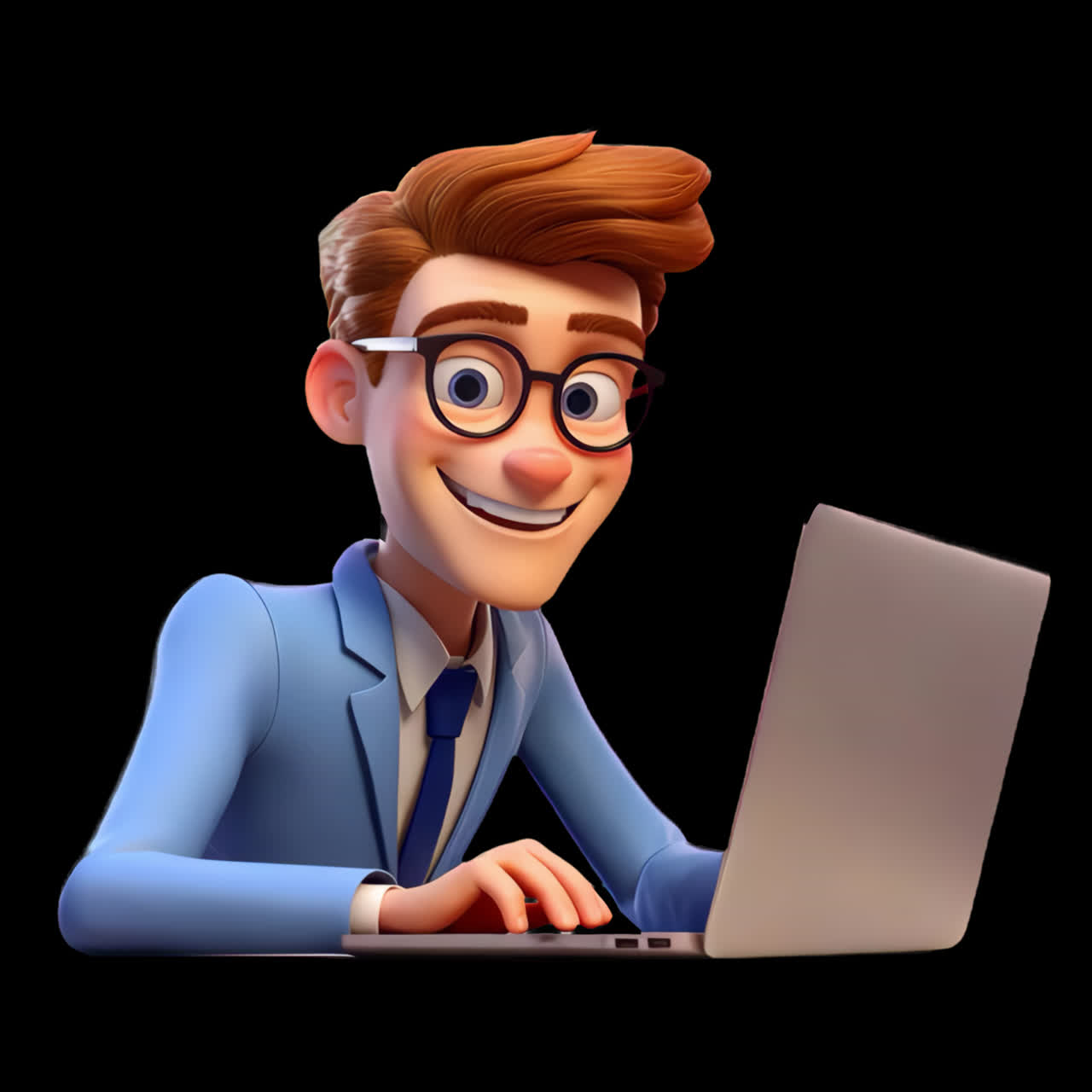 Animated professional using laptop animation isolated asset ...