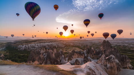 hot air balloons over cappadocia at sunrise