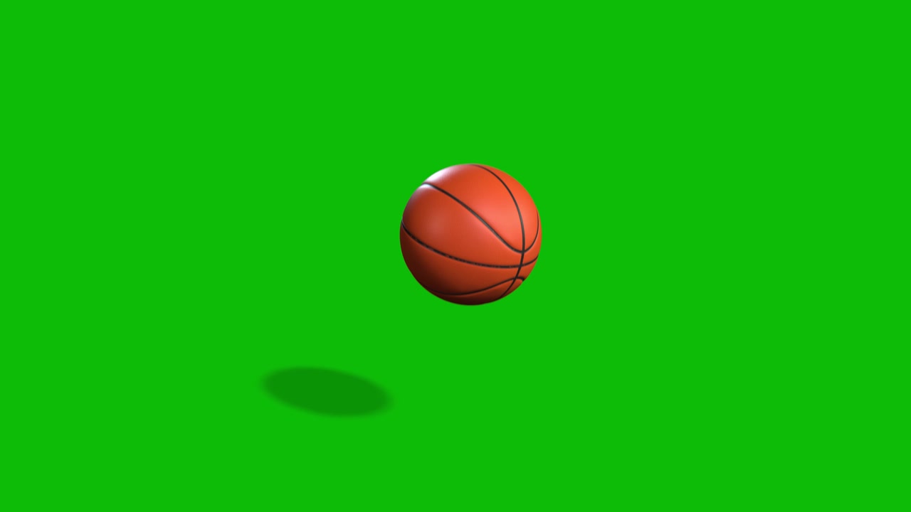 Basketball falling and bouncing on green screen 3D animation