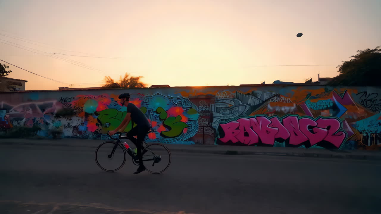 Sunset Bike Ride Through Graffiti Street Art