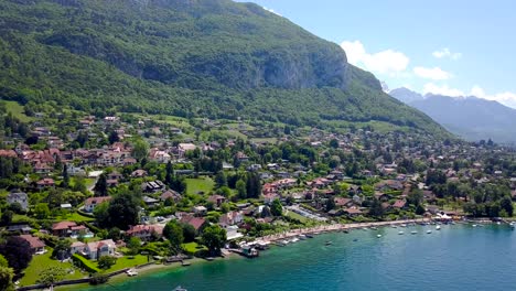 aerial view of a swiss lake town